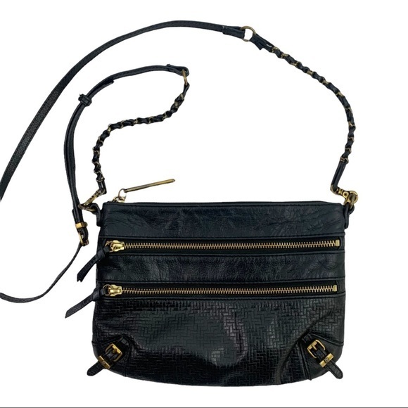 Elliott Lucca Handbags - Elliot Luca Black Gold Leather Chain Crossbody Purse Women’s